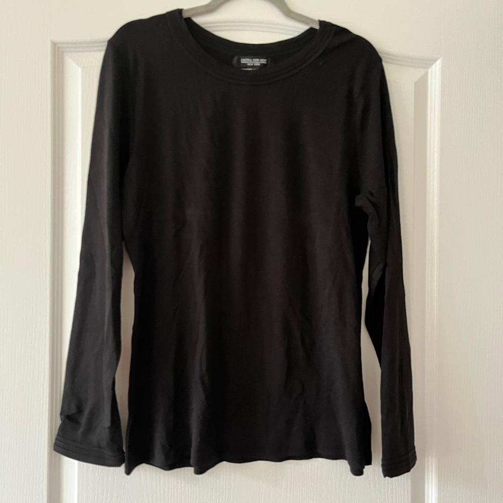 Central Park West Black Long-Sleeve Crewneck Tee XXL